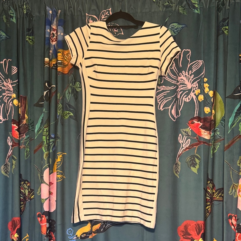 Banana Republic Black and White Striped Mini Dress